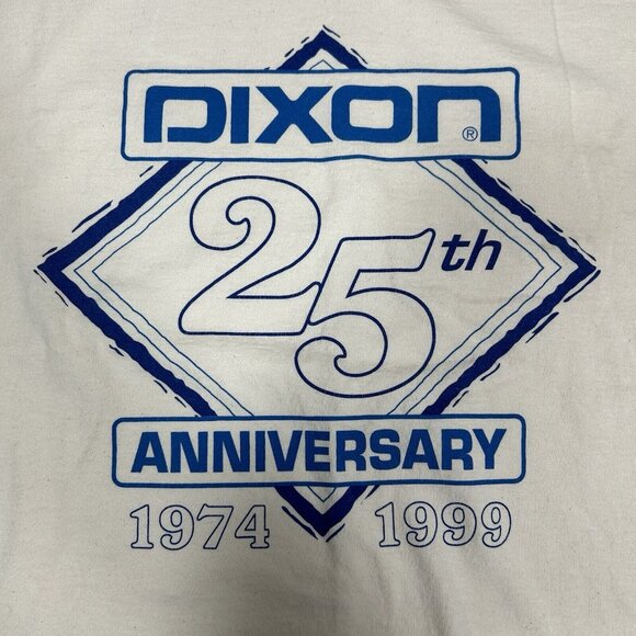 VTG Y2K K-products Dixon 25th Anniversary 74-99 Cream Ivory T-shirt Men size L - Picture 2 of 4